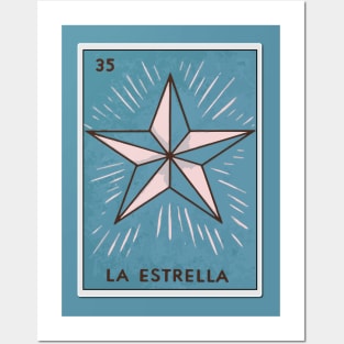 Mexican lotería star card mexican bingo watercolor folk art Posters and Art